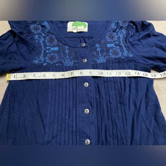Anthropologie Dubois Blue Embroidered Tunic Shirt Dress - size US 0 - Picture 6 of 11